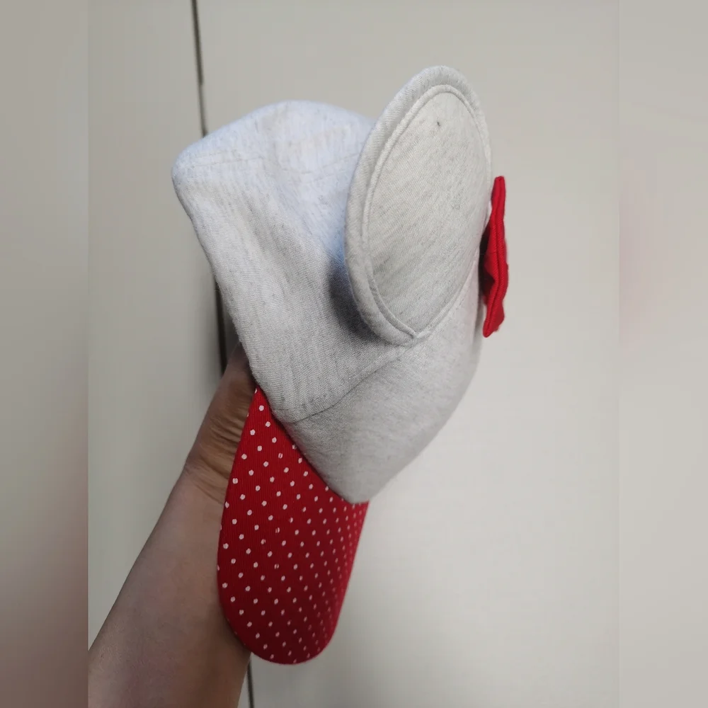 Disney Minnie Mouse Ears Kids Red Gray Baseball Girls Hat One Size